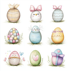 easter, egg, holiday, vector, eggs, set, pattern, spring, decoration, illustration, celebration, symbol, design, icon, colorful, art, color, flower, collection, easter egg, season, floral, yellow, apr