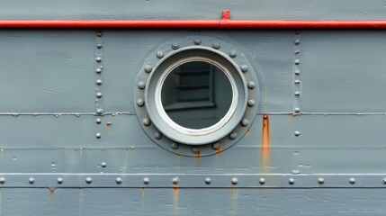 Porthole: A small, circular window often seen on ships or submarines, designed for light, ventilation, and providing a view of the surrounding ocean.
