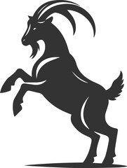 Goat standing on hind legs as if ready to jump animal vector silhouette