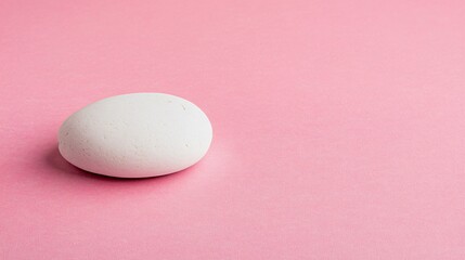 Single Stone on Pink: A smooth, pale stone rests serenely against a vibrant pink background. A minimalist image of nature's simplicity.