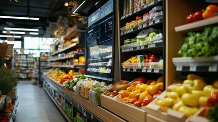 Smart grocery store with AI checkout-free shopping and real-time inventory tracking