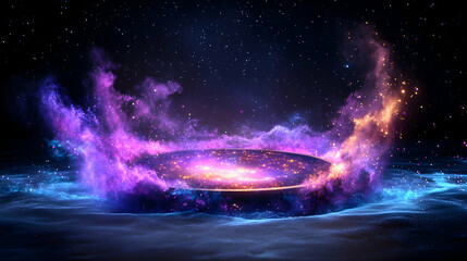 Cosmic platform, nebula backdrop