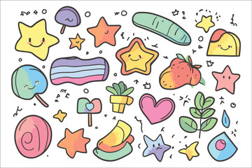 Fototapeta premium Starry Hearts & Floral Dreams: A Colorful Seamless Pattern