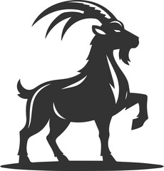 Goat standing in a defensive posture animal vector silhouette