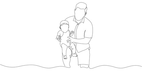 Minimalist One-Line Drawing of a Father and Child Bonding Moment
