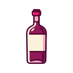 Wine Bottle Icon with Red Wine