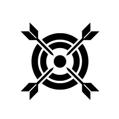 Target icon with four arrows pointing to the center, black design image