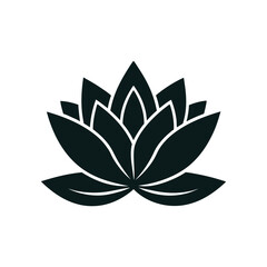 Lotus flower silhouette vector with white background