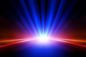 Obraz premium Bright blue and red light rays create dynamic background effect