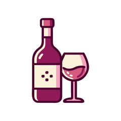 Wine Bottle with Glass and Pouring Icon