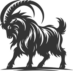 Goat standing with head lowered, prepared to charge animal vector silhouette