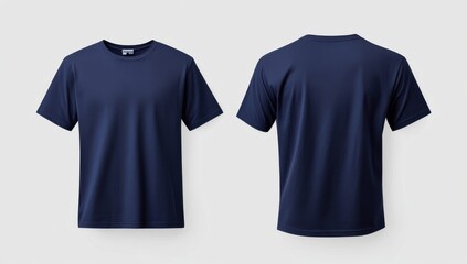 Two front back views navy blue t-shirt view plain navy blue tshirt