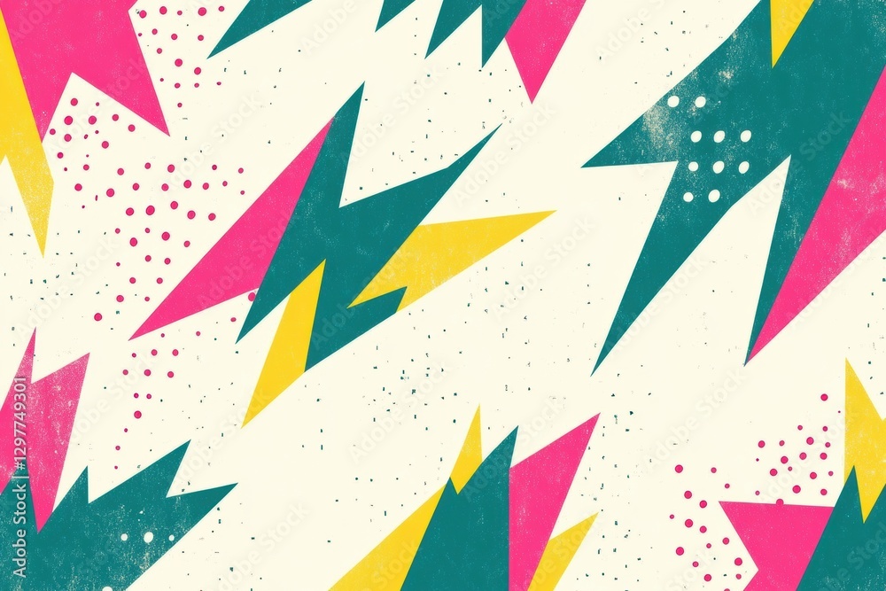 Aufkleber Bright geometric patterns with vibrant colors in a playful design for creative projects. Generative AI