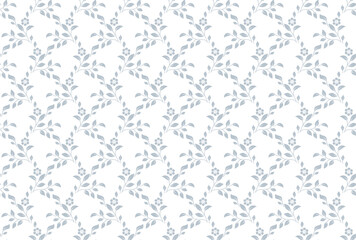 Flower pattern. Seamless white and gray ornament. Graphic vector background