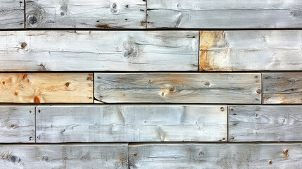 Naklejka premium Weathered wooden planks in light and airy design, showcasing natural textures and colors