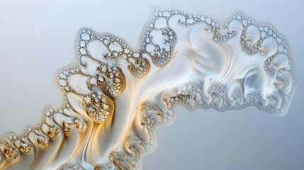 two transparent liquids forming a cloudy precipitate with intricate swirling patterns 