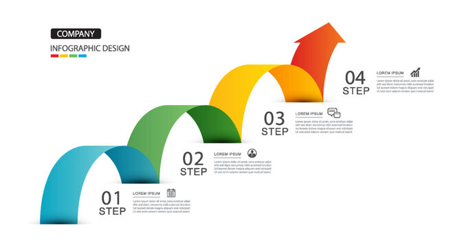 Infographics arrow symbol timeline business steps to success.