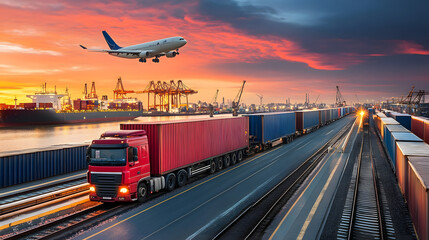 Goods transported by truck, train, ship, or plane