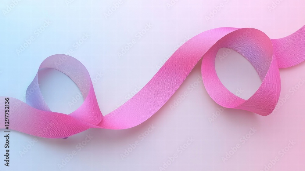 Poster colorful ribbon curves elegantly across a light background, showcasing delicate tones and textures i