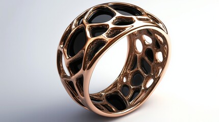 A rose gold ring with hollowed out design