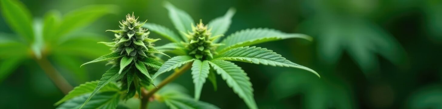 Cannabis plant with CBG buds growing on a branch, cannabis, CBG