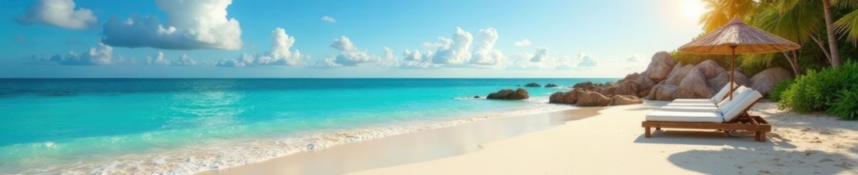 Casal em Lua de Mel sentado sobre areia brilhante, com vista para o mar azul, relaxamento, casal