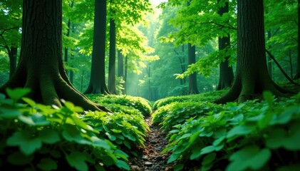 Fototapeta premium Dense thicket of Pilea microphylla in dense forest, nature, forest