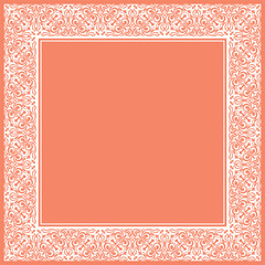 Decorative frame Elegant vector element for design in Eastern style, place for text. Floral pink and white border. Lace illustration for invitations and greeting cards