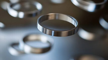 rings suspended in mid-air due to magnetic repulsion forces 