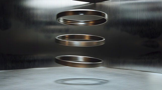rings suspended in mid-air due to magnetic repulsion forces 