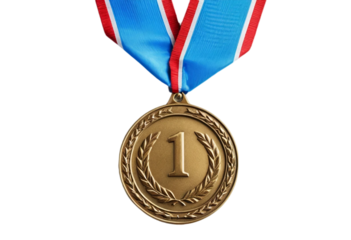 1 st golden medal isolated on white background