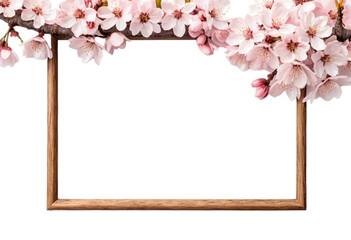 cherry blossom frame isolated on white background