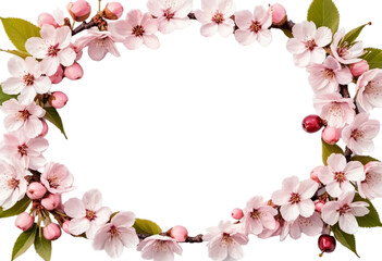 cherry blossom frame isolated on white background