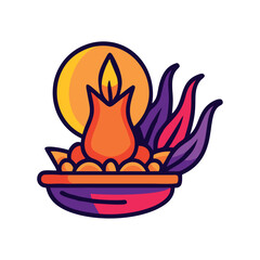 Indian Festival Diya Lamp with Flowers