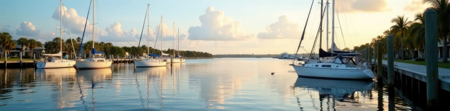 Sailing boats docked at St Lucie intracoastal river, dock, river