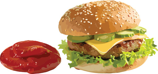 Hamburger with ketchup