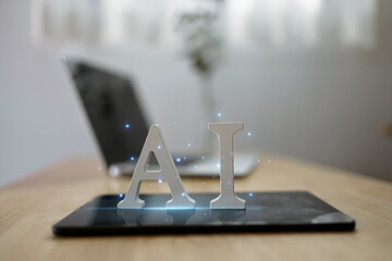 Businessman touching the brain working of Artificial Intelligence (AI) Automation, Predictive analytics
