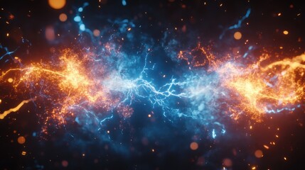 Fototapeta premium Clash of Elements: Fire and Ice Digital Art