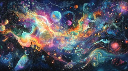 Obraz premium holographic foil with intricate, fluid light distortions, creating a vibrant and hypnotic interplay of colors.