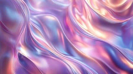 Obraz premium holographic background with flowing waves of metallic iridescence, forming an ethereal and futuristic atmosphere