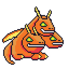 Pixel art 64bit three-headed dragon