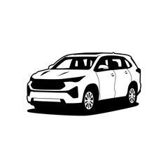 mpv car vector template monochrome illustration