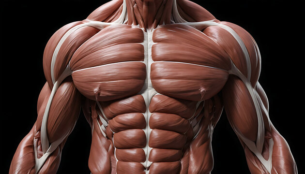 Detailed Male Muscle Anatomy 3D Render