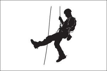 Obraz premium Mountain Descent: Rappelling Through the Adventure