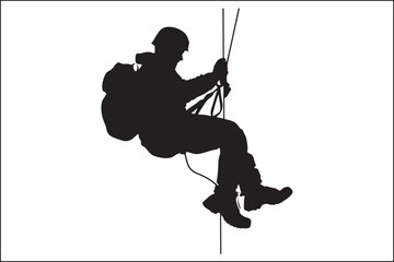 Fototapeta premium Mountain Descent: Rappelling Through the Adventure