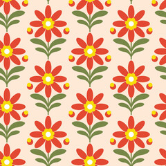 Scandi Retro Vintage Floral Patterns, Seamless Geometric Floral Patterns and Backgrounds, Digital Paper