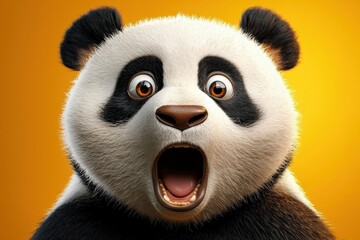 Obraz premium The panda's adorable face reveals its astonishment in a whimsical way. 