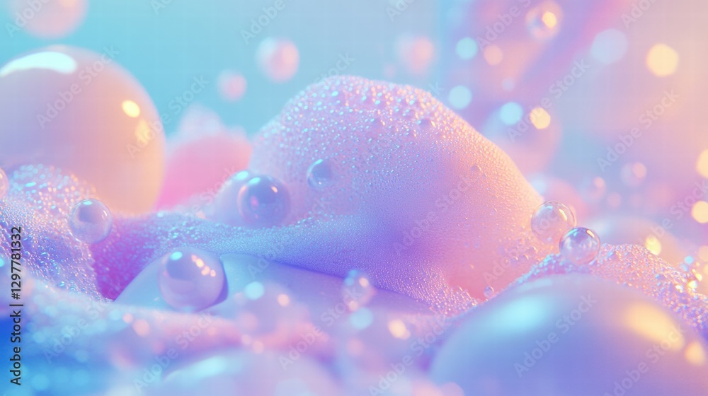 Poster soft pastel bubbles create a dreamy atmosphere with sparkling accents in a vibrant setting. generati