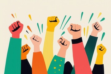 Fists Raised High: A Symbol of Cheer and Success