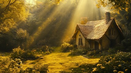 The quiet time of the cabin in the forest